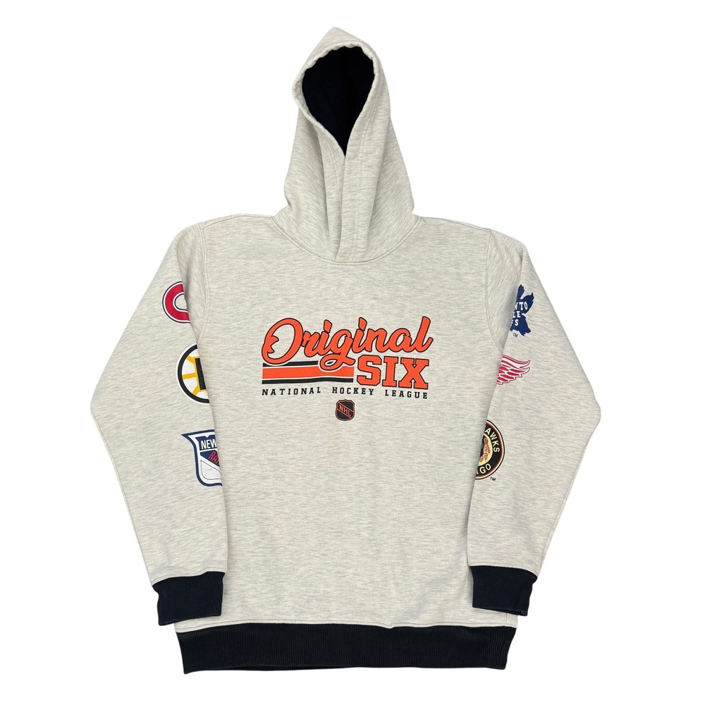 NHL Vintage Hockey Kids Original Six Pullover Hoodie Gray Size L 14-16